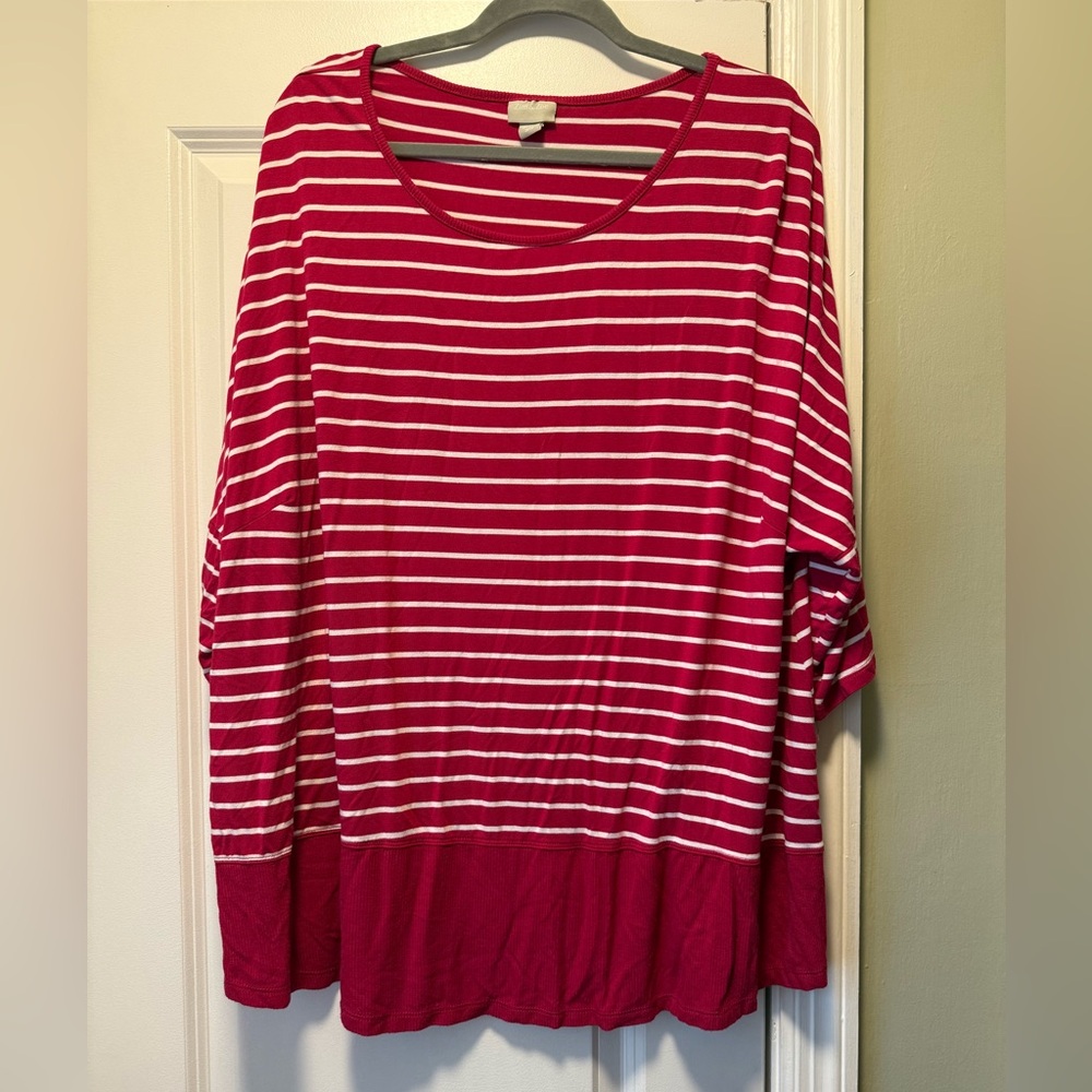 Chic Red Striped Long Sleeve Top